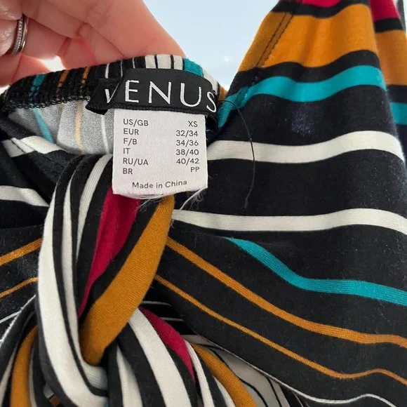 Striped Multi-Color Maxi Dress with Front Knot Detail - Picture 6 of 6